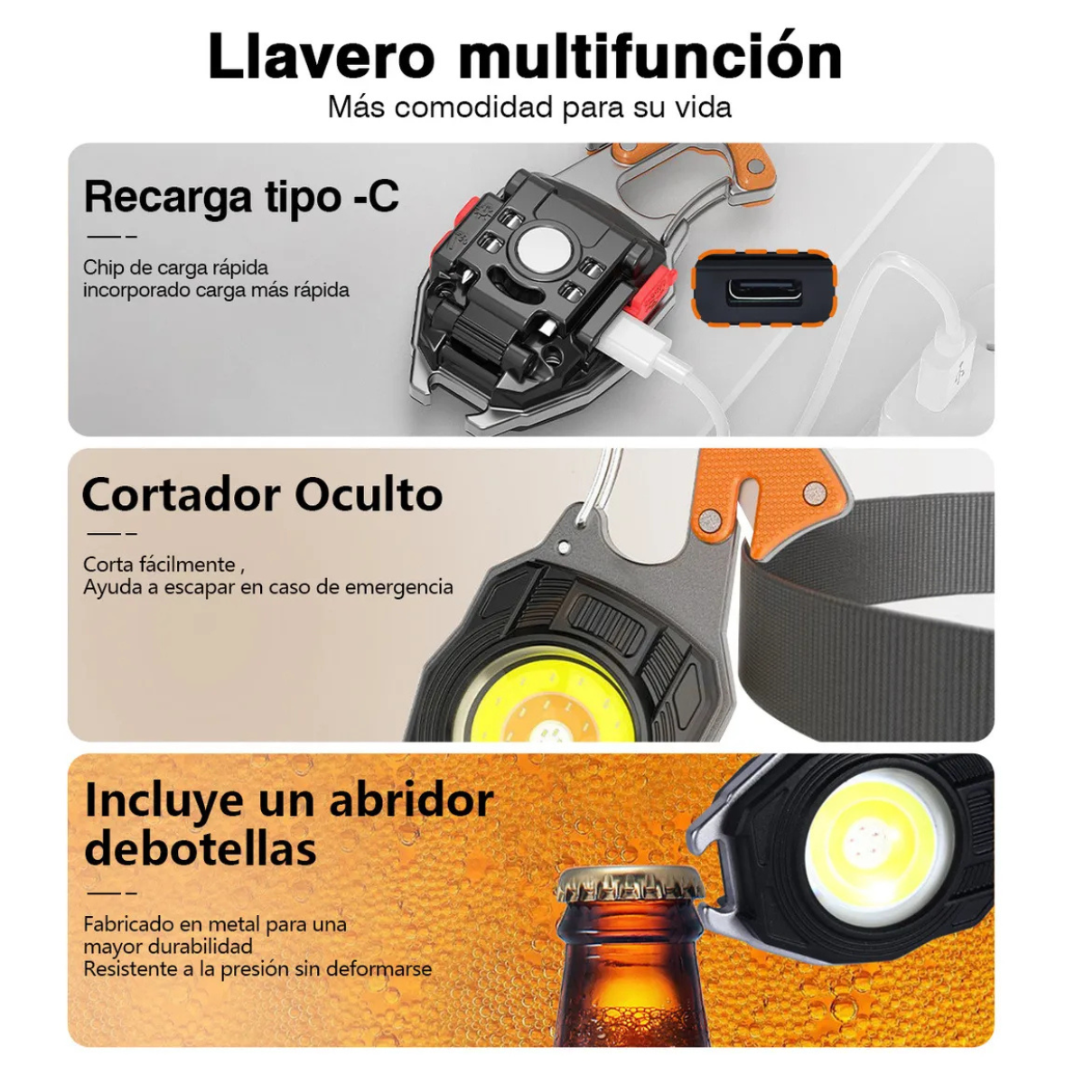 Linterna Led Cob Multifuncion Recargable